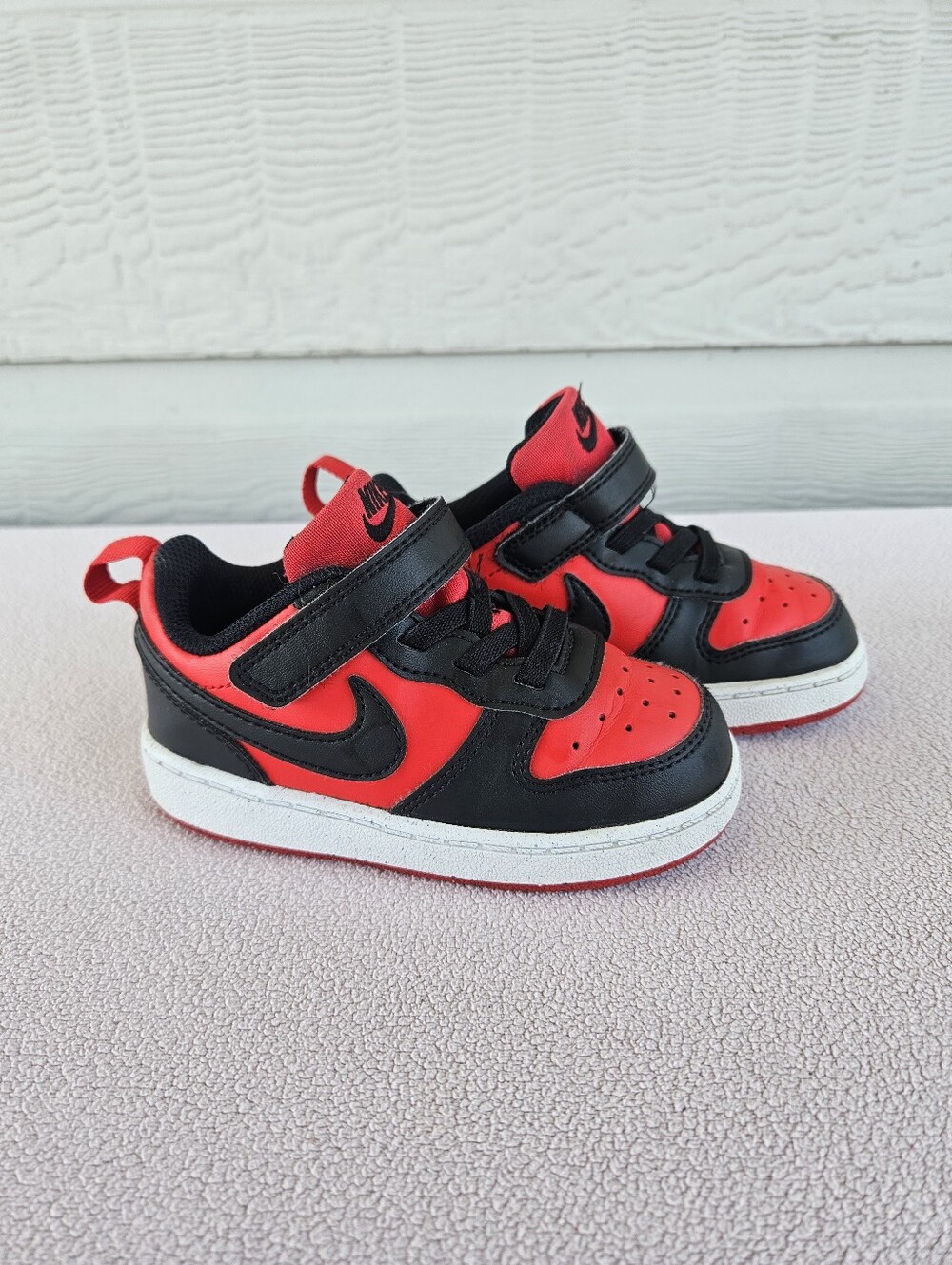 Nike Court Borough Low Recraft Sneaker Toddler 7C Black Hook & Loop DV5458-600
